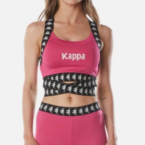 NWT Kappa Banda Dixot Wrap Cropped Logo Sports Bra Fuchsia - Picture 2 of 7